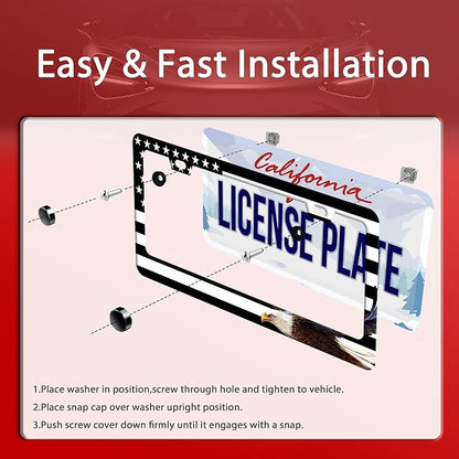 American Flag and Eagle License Plate USA Flag License Plate Stainless Steel - Image 3