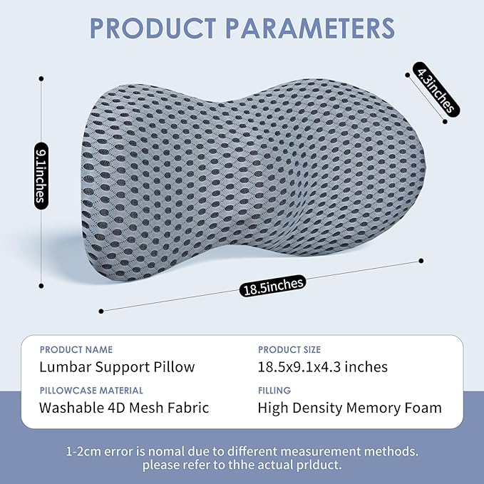 Lumbar Support Pillow, Memory Foam Back Support Pillow - Image 6