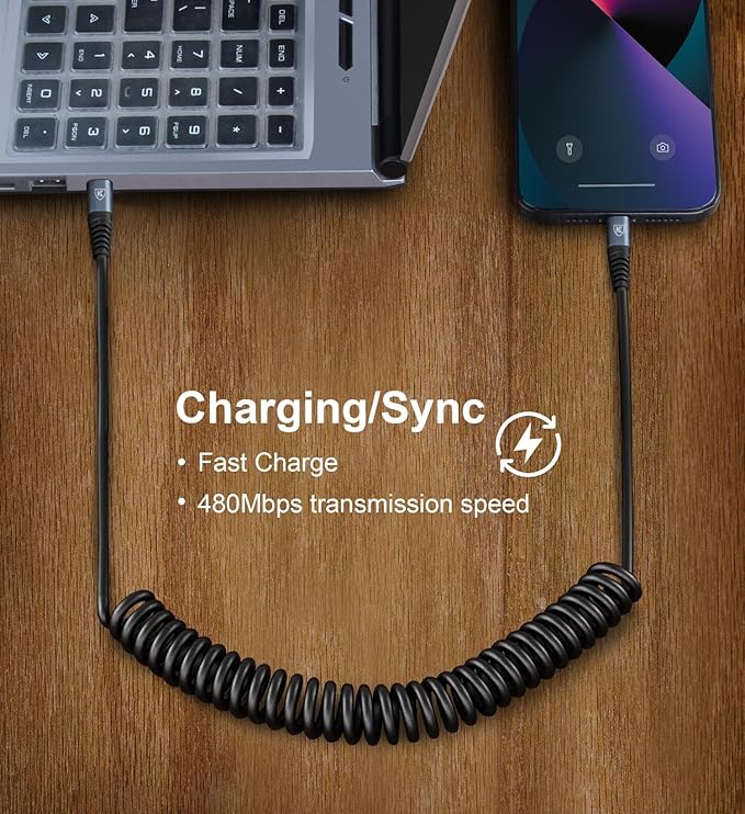USB C to C Cable 3ft 2Pack Coiled USB C Charger Cable - Image 5