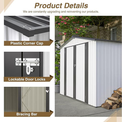 8x6 FT Outdoor Metal Storage Shed - Image 6