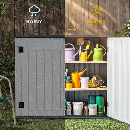 DWVO 47 cu ft Spacious Horizontal Storage Unit, Outdoor Resin Tool Locker - Image 3