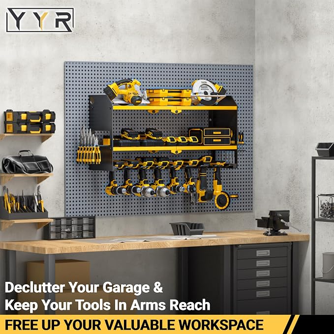 YYR Power Tool Organizer Wall Mount, Cordless Drill and Battery Holder - Image 2