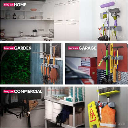 Berry Ave Broom Holder Wall Mount and Garden Tool Organizer, Closet Storage - Image 3