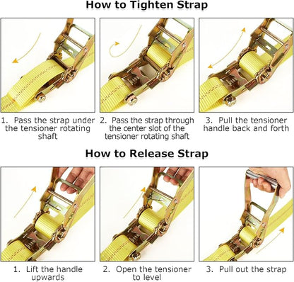 4 Pack 2 Inch Ratchet Straps Heavy Duty 16ft Tie Down Straps Ratchet - Image 6