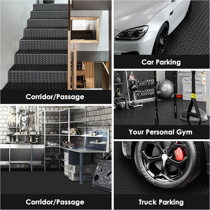 Garage Floor Mat, 16.4x3.2FT Diamond Plate Rubber Flooring Roll, PVC Non-Slip - Image 5