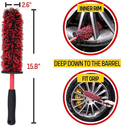 Metal Free Microfiber Wheel Brush Kit- Microfiber Angled Wheel Brush, Long - Image 3