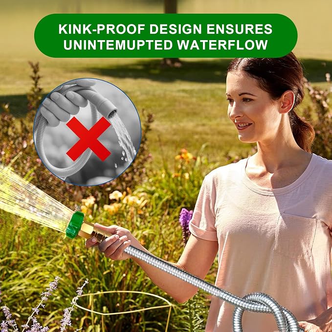 Metal Short Garden Hose 3 ft, Stainless Steel Hose Leader, Small Water Hose - Image 7