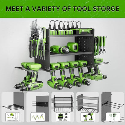 Power Tool Organizer, 3 Layer 8 Drill Holder Wall Mount, Tool Shelf and Storage - Image 3