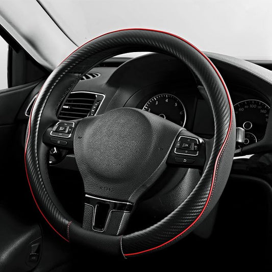 PIC AUTO Steering Wheel Cover, Sports Carbon Fiber and Super Breathable Leather by PICAUTO