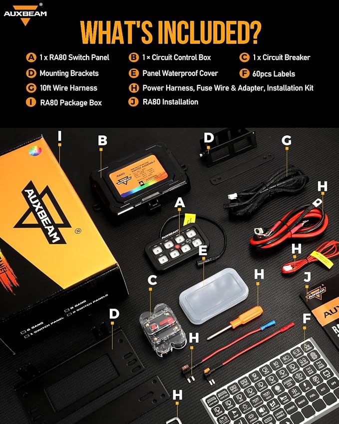 Auxbeam 8 Gang Switch Panel RA80 Toggle Momentary Pulsed RGB Dimmable - Image 7