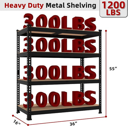 3 Packs 36" W x 16" D x 55" H Adjustable Garage Storage Shelves - Image 3