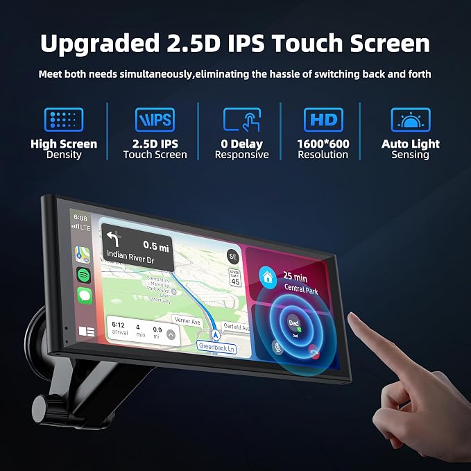 Portable Carplay Screen for Car, 10.26" Wireless Apple Carplay & Android Auto - Image 6