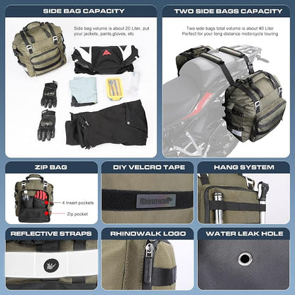 Rhinowalk Motorcycle Saddlebag Waterproof Motor Luggage Pack Quick Release - Image 4