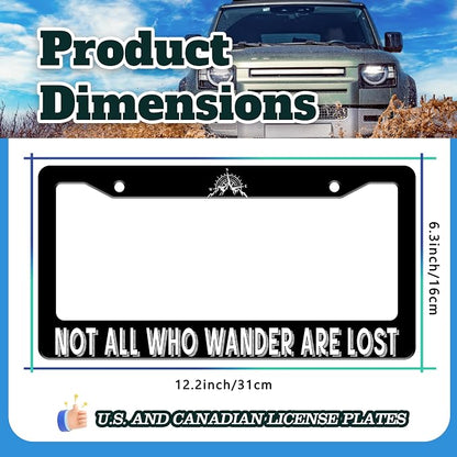 Not All Who Wander are Lost License Plate Frame Mountain Compass Stainless - Image 3