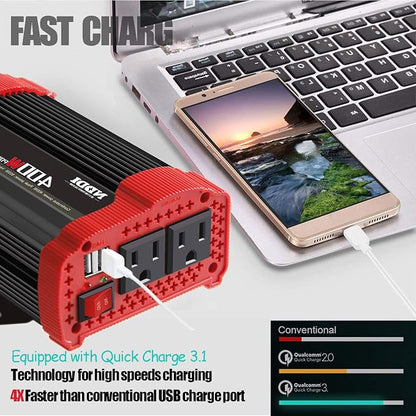 400W Car Power Inverter, DC 12V to 110V AC Converter - Image 8