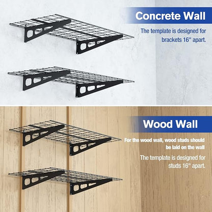 WORKPRO 2-Pack 2x4FT Garage Wall Shelving, 48” x 24” Heavy Duty Wall Mounted - Image 4