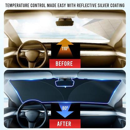 EcoNour Windshield Sun Shade for Tesla Model 3/Y Cars | Foldable Sun Shield | - Image 2