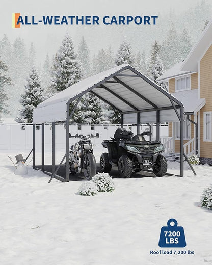 13'x16'x11' Metal Carport, Steel Heavy Duty Car Ports - Image 4