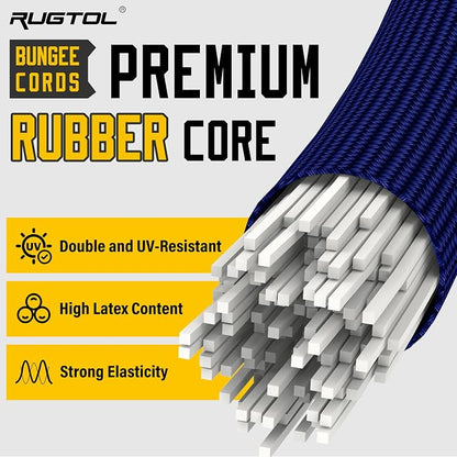 Bungee Cords with Hooks, 36 Inch Blue Adjustable Bungee Cords with Carabiner - Image 3
