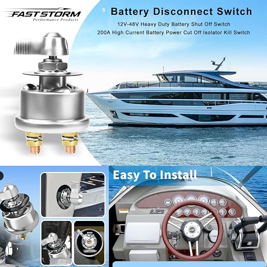 200A Battery Disconnect Switch 12V 48V Battery Shut Off Switch Master Power - Image 3