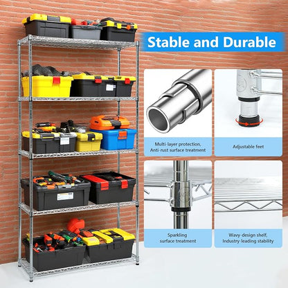 Heavy-Duty Chrome Steel Wire Shelving NSF Certified. Adjustable Storage Rack - Image 4