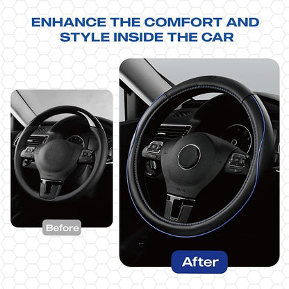 Skechers Memory Foam Steering Wheel Cover, Piping Microfiber Leather Steering - Image 4