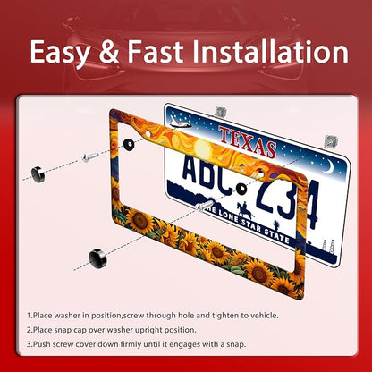 Sunflower Sun License Plate Frame Funny Yellow Flower License Plate Frames - Image 3