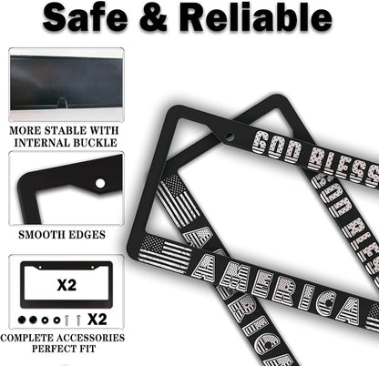 License Plate Frames Black and White License Plate Frame God Bless America - Image 4