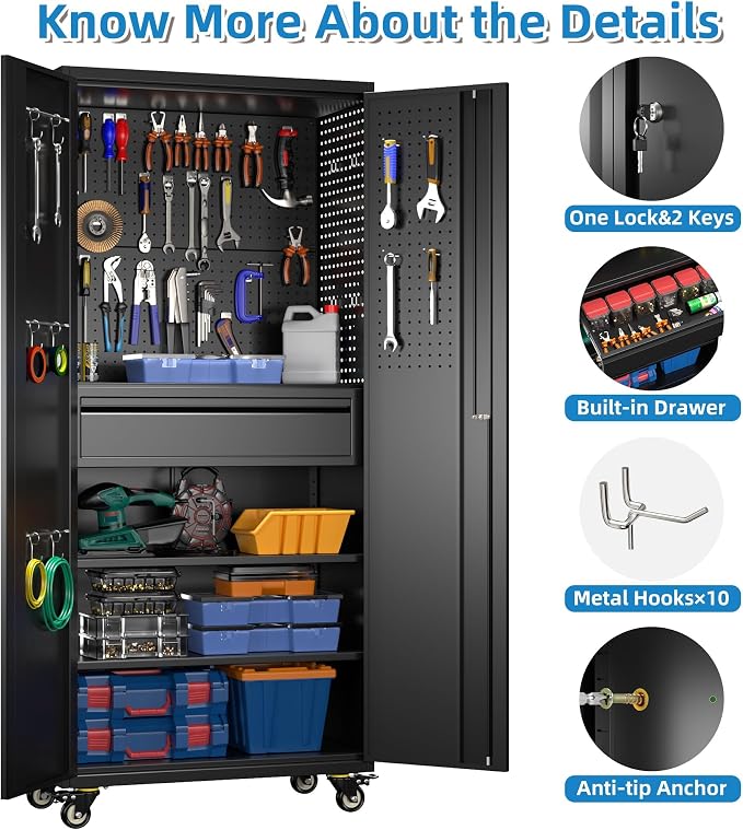 71" Metal Garage Storage Cabinet - Image 4