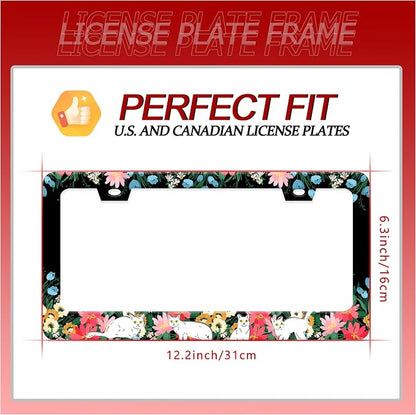 Personalized License Plate Frame Cat Flowers Stainless Steel Accessory Pet - Image 2