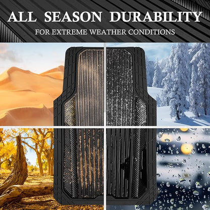 CAR PASS Heavy Duty Rubber Car Mats Metallic, Aluminum Film All Weather Floor - Image 3