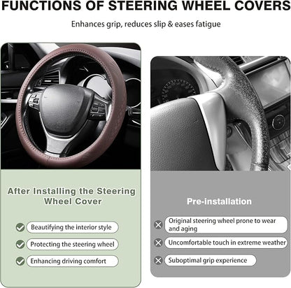 【2025 Model】 Breathable Soft Leather Car Steering Wheel Cover - Image 3