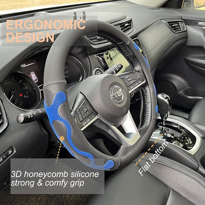 PINCTROT D Shaped Comfy Grip Steering Wheel Cover, Anti-Slip Design, Flat - Image 2