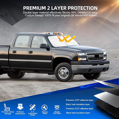 Windshield Sun Shade for Ch-evro-let/Chevy Silverado 1500 1500HD 1999-2006 - Image 3