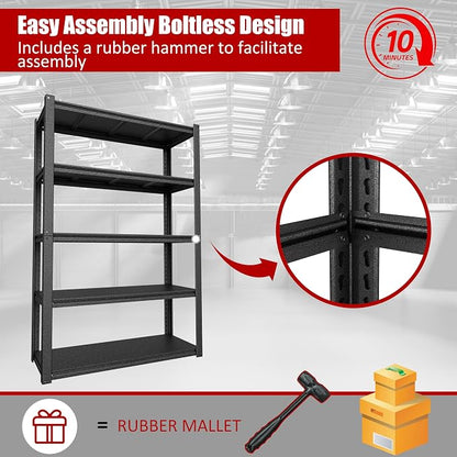 MUPATER 72" H x 48" W x 18" D Metal Storage Shelves, 5 Tier Shelves and - Image 5