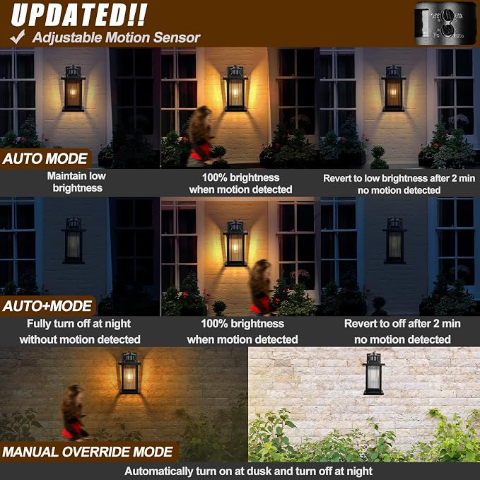 Porch Lights Outdoor Motion Sensor 2 Packs, Exterior Motion Sensor Light - Image 4