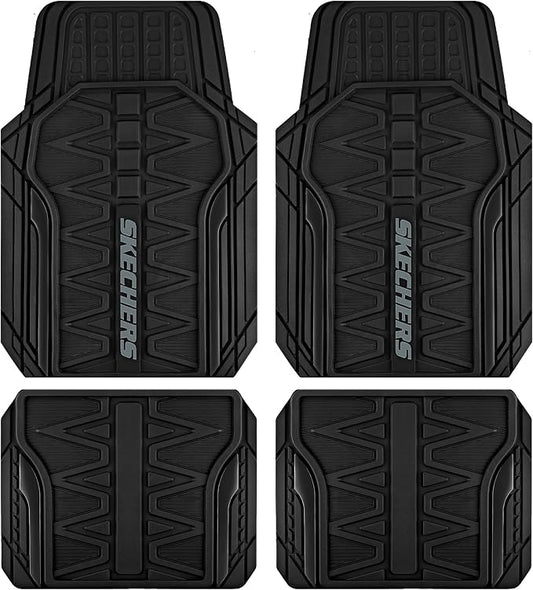 Skechers Car Floor Mats, Heavy Duty Rubber Car Mats Full Set, All WeatherFloor by Skechers