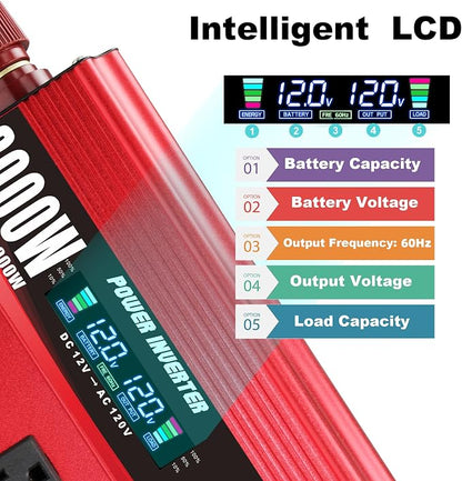 3000W Power Inverter 12V to 110V/120V DC to AC - Image 3