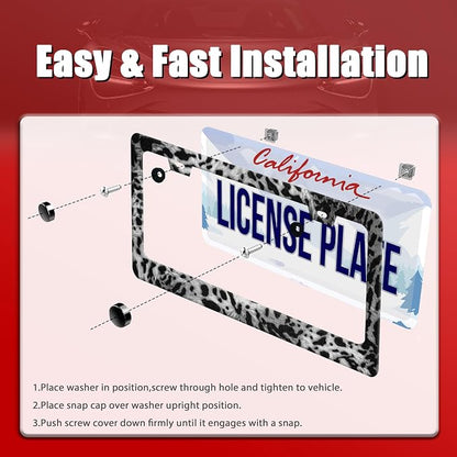 Beautiful Leopard Print License Plate Frame Cheetah Print Texture License Plate - Image 3