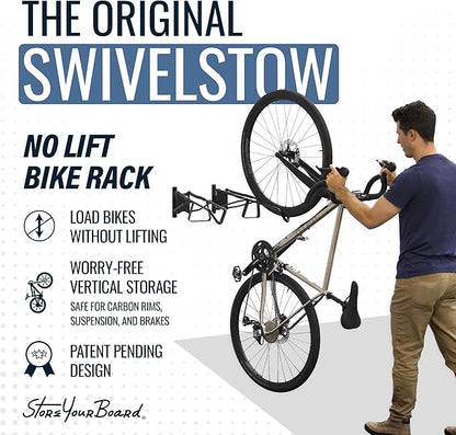 StoreYourBoard SwivelStow Road & Gravel Bike Storage 2 Pack – Heavy Duty Bike - Image 2