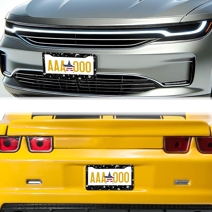 License Plate Frames Black and White License Plate Covers Night Moon Star Black - Image 8