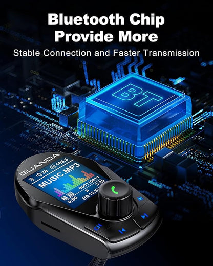 Bluetooth FM Transmitter in-Car Wireless Radio Adapter Kit W 1.8" Color Display - Image 5