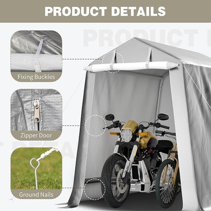 Shintenchi 6x6ft Outdoor Portable Storage Shelter Shed, Carport Storage Shed - Image 4