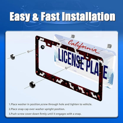 Bats License Plate Frame Spiders Web License Plate Holder Gothic Funny Car - Image 3