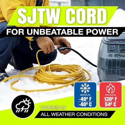 50ft Outdoor/Indoor Extension Cord 16/3 Gauge Heavy Duty 3 Prong SJTW, - Image 8