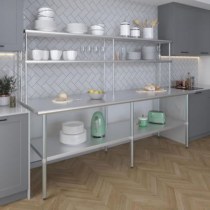 Amgood Stainless Steel Work Table Double Tier Overshelf | Metal Kitchen Prep - Image 6