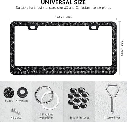 2 Pack Black Bling License Plate Frames - Image 4