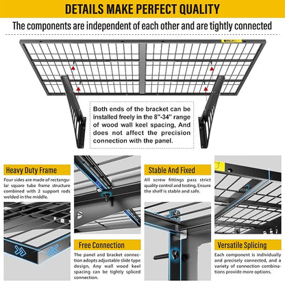 2x3ft Adjustable Rail Wall Garage Storage Shelf, Tool Room, Supermarket Wall - Image 6