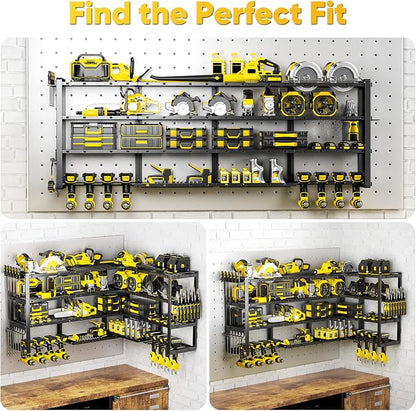 64”W Power Tool Organizer Wall Mount, Heavy Duty 8-Drill Cordless Drill Holder - Image 2