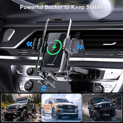 Wireless Car Charger, MOKPR 15W Fast Charging Auto Clamping CD Slot Air Vent - Image 6